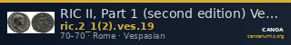 RIC II, Part 1 (second edition) Vespasian 19 — CANOA