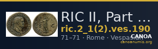 RIC II, Part 1 (second edition) Vespasian 190 — CANOA