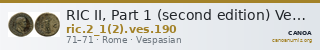 RIC II, Part 1 (second edition) Vespasian 190 — CANOA