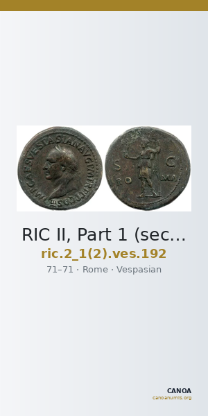 RIC II, Part 1 (second edition) Vespasian 192 — CANOA