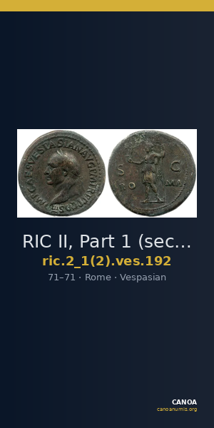 RIC II, Part 1 (second edition) Vespasian 192 — CANOA