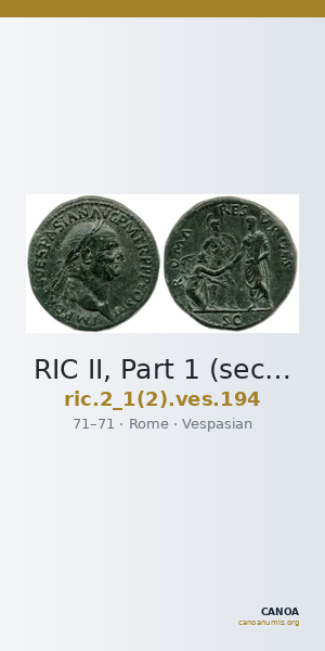 RIC II, Part 1 (second edition) Vespasian 194 — CANOA