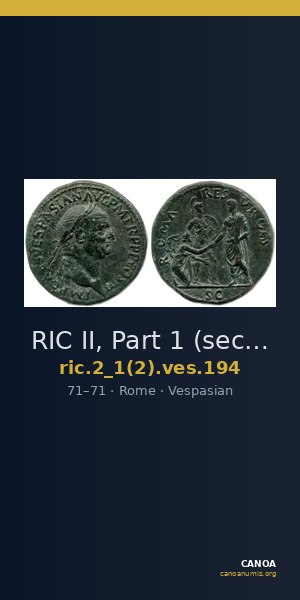 RIC II, Part 1 (second edition) Vespasian 194 — CANOA