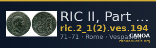 RIC II, Part 1 (second edition) Vespasian 194 — CANOA