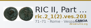 RIC II, Part 1 (second edition) Vespasian 203 — CANOA