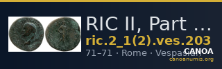 RIC II, Part 1 (second edition) Vespasian 203 — CANOA