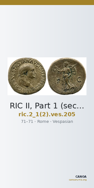 RIC II, Part 1 (second edition) Vespasian 205 — CANOA