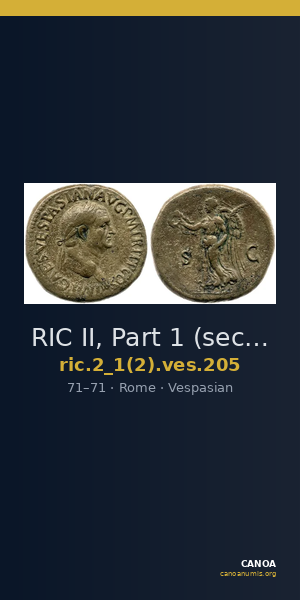RIC II, Part 1 (second edition) Vespasian 205 — CANOA