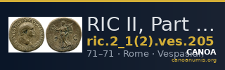RIC II, Part 1 (second edition) Vespasian 205 — CANOA