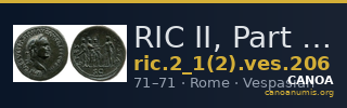RIC II, Part 1 (second edition) Vespasian 206 — CANOA