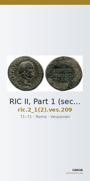 RIC II, Part 1 (second edition) Vespasian 209 — CANOA