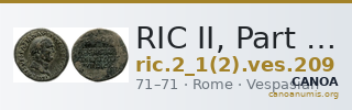 RIC II, Part 1 (second edition) Vespasian 209 — CANOA