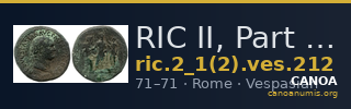RIC II, Part 1 (second edition) Vespasian 212 — CANOA