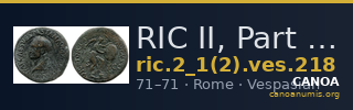 RIC II, Part 1 (second edition) Vespasian 218 — CANOA
