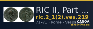RIC II, Part 1 (second edition) Vespasian 219 — CANOA
