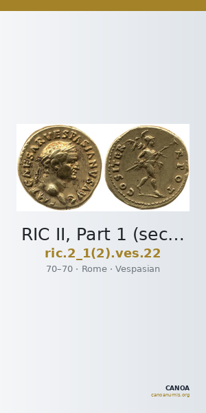 RIC II, Part 1 (second edition) Vespasian 22 — CANOA