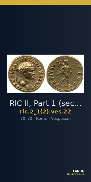 RIC II, Part 1 (second edition) Vespasian 22 — CANOA