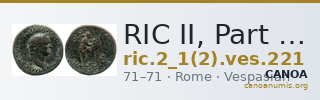 RIC II, Part 1 (second edition) Vespasian 221 — CANOA