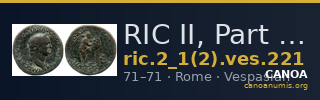 RIC II, Part 1 (second edition) Vespasian 221 — CANOA