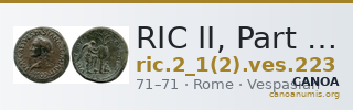 RIC II, Part 1 (second edition) Vespasian 223 — CANOA