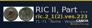 RIC II, Part 1 (second edition) Vespasian 223 — CANOA