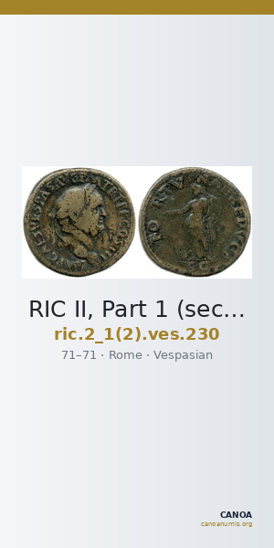 RIC II, Part 1 (second edition) Vespasian 230 — CANOA