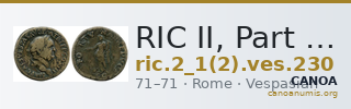 RIC II, Part 1 (second edition) Vespasian 230 — CANOA