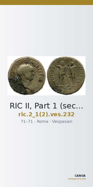 RIC II, Part 1 (second edition) Vespasian 232 — CANOA