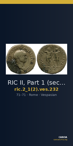 RIC II, Part 1 (second edition) Vespasian 232 — CANOA