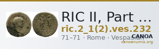 RIC II, Part 1 (second edition) Vespasian 232 — CANOA