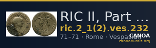 RIC II, Part 1 (second edition) Vespasian 232 — CANOA