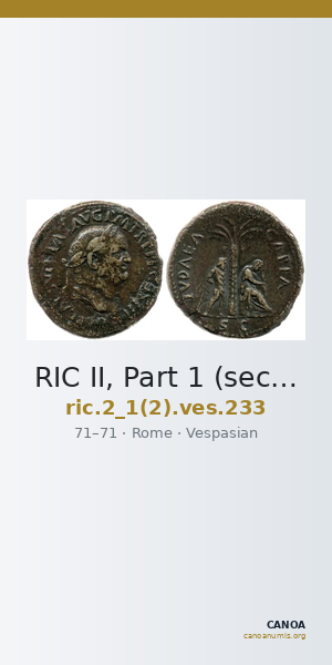 RIC II, Part 1 (second edition) Vespasian 233 — CANOA