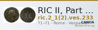 RIC II, Part 1 (second edition) Vespasian 233 — CANOA