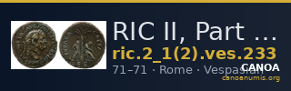 RIC II, Part 1 (second edition) Vespasian 233 — CANOA