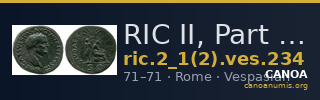 RIC II, Part 1 (second edition) Vespasian 234 — CANOA