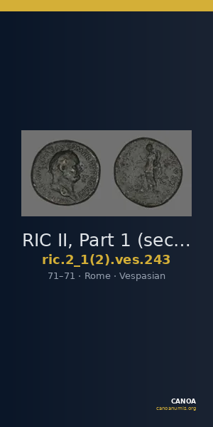 RIC II, Part 1 (second edition) Vespasian 243 — CANOA