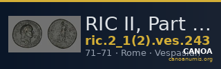 RIC II, Part 1 (second edition) Vespasian 243 — CANOA