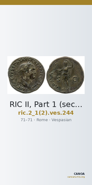 RIC II, Part 1 (second edition) Vespasian 244 — CANOA