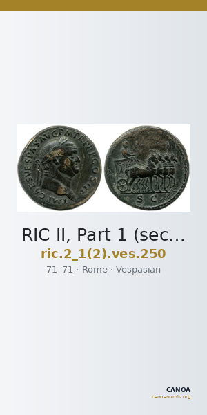 RIC II, Part 1 (second edition) Vespasian 250 — CANOA