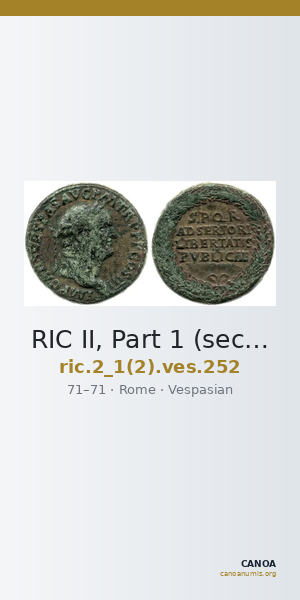 RIC II, Part 1 (second edition) Vespasian 252 — CANOA