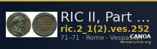 RIC II, Part 1 (second edition) Vespasian 252 — CANOA