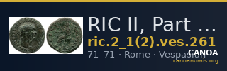 RIC II, Part 1 (second edition) Vespasian 261 — CANOA