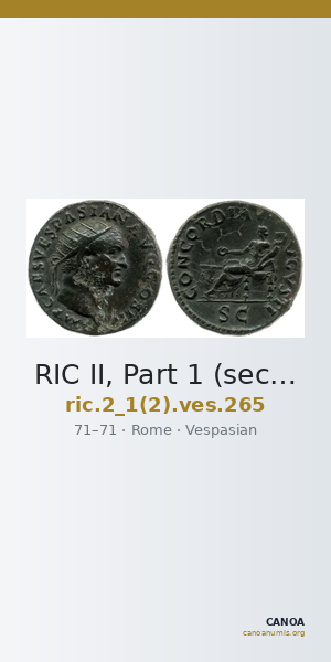 RIC II, Part 1 (second edition) Vespasian 265 — CANOA