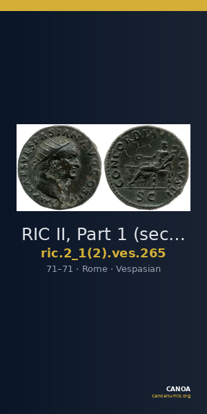 RIC II, Part 1 (second edition) Vespasian 265 — CANOA