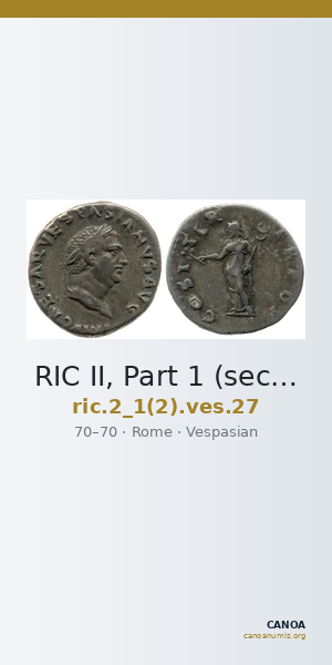 RIC II, Part 1 (second edition) Vespasian 27 — CANOA