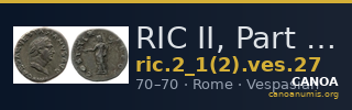 RIC II, Part 1 (second edition) Vespasian 27 — CANOA
