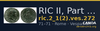 RIC II, Part 1 (second edition) Vespasian 272 — CANOA