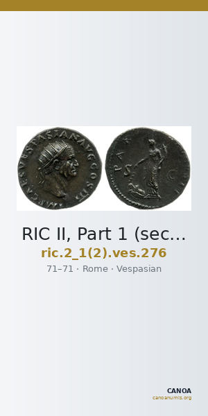 RIC II, Part 1 (second edition) Vespasian 276 — CANOA