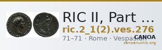 RIC II, Part 1 (second edition) Vespasian 276 — CANOA