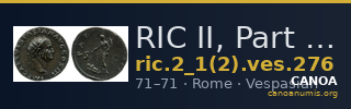 RIC II, Part 1 (second edition) Vespasian 276 — CANOA